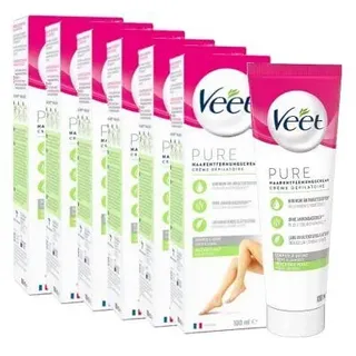 Veet Haarentfernungscreme Silk Fresh trockene Haut Beine 600ml 6 x 100ml