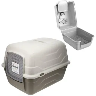 GarPet Katzenklo mit Deckel Schaufel Aktivkohlefilter - Haube kippbar - große XXL Katzentoilette Katzen WC Hauben Toilette Klo Outdoor,