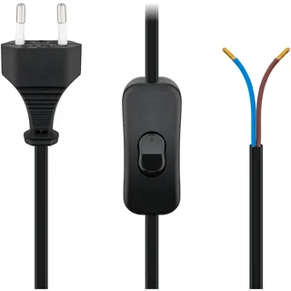 goobay Wentronic Netzkabel Eurostecker und Schalter auf abisolierte Kabelenden) 1,5m schwarz