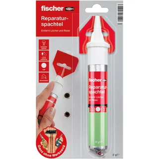 fischer Reparaturspachtel, fertige Spachtelmasse in Naturweiß, repariert Löcher & Risse, schwundfrei, geeignet für Holz, Beton, Putz, Mauerwerk uvm., 70 ml (37 g)