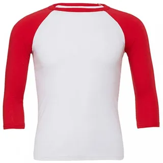 Bella+Canvas Baseball-Shirt aus Canvas-C3200-Material, Unisex, 3/4-Arm, meliert Gr. M, weiß/marineblau - Canvas Langarmshirt Herren 3 / 4 Sleeve Baseball T-Shirt mit 3/4 Ärmeln