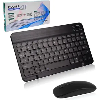 Tastatur Kabellos, Maus Tastatur Sets,Funktastatur Mit Maus Mini Tastatur Ultra-Dünn Wireless Tastatur Maus Set für iPad,Mac, PC, Laptop, Tablet
