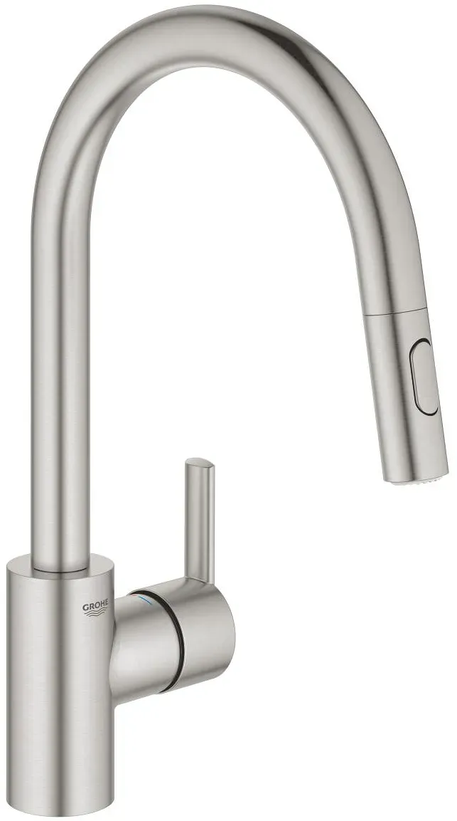 Grohe Feel Einhand-Spültischarmatur, Ausladung 223mm, schwenkbar, herausziehbare Brause, 31486DC1, Farbe: Supersteel