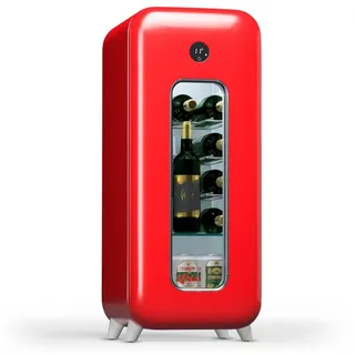 Klarstein Weinkühlschrank Shirley 15 Uno, für 15 Standardflaschen á 0,75l,Wein Flaschenkühlschrank Weintemperierschrank Weinschrank Kühlschrank rot 36 cm x 86 cm x 41 cm