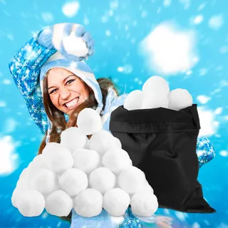 Relaxdays Künstliche Schneebälle, 50 St., Winter Deko, f. Indoor Schneeballschlacht, Stoffbälle, Kindergeburtstag, weiß