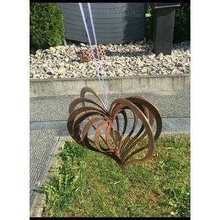 Windspiel Herz Garten Deko Cortenstahl Edelstahl Edelrost