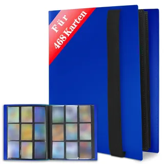 JUSONEY Sammelkarten Album - 468 Pockets Sammelalbum 26 Seiten Pro 9 Pocket mit Wasserdichte Blau Buchdeckel Perfekt zum Sammeln von Karten für MTG Magic,für Match Atta(Blau)