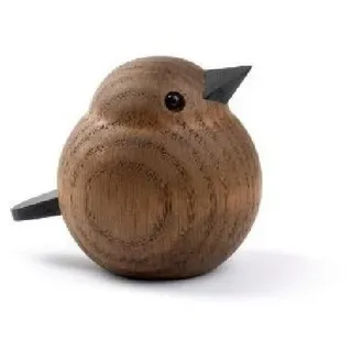 Novoform Holztier Mini Spatz Dekofigur - Nachhaltig gefertigt 4,8 x 5,8 x 5 cm Eiche gerä...