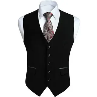Anzugweste Herren Hochzeit Businessweste Smoking Taschen Schwarz S