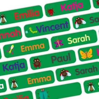 INDIGOS UG® Namensaufkleber Kinder - Wäscheetiketten & Gegenstände - 35-105 Stück - 35x10mm - Natur - grün - Kleidung - Schule und Kindergarten - personalisierbar wasserfeste Klebeetiketten