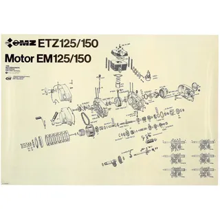 Explosionszeichnung vom Motor ETZ150
