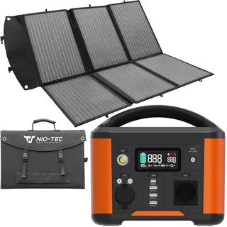 nio-tec Tragbare Powerstation 296Wh + Solarpaneel 200W Camping Solargenerator