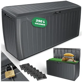 Kesser KESSER® Auflagenbox Kissenbox 290 Liter mit abschließbarem Deckel Haltegriffe Gartenbox