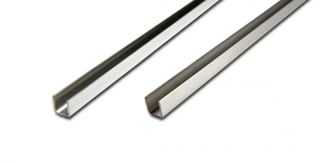 U-Profil für Glastrennwände / gebürstet | 11 mm