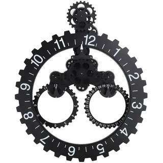 Retro-Taschenuhr, Bewegliche Ganguhr, Küche, Wohnzimmer, Schlafzimmer, Wanduhren, Vintage-Stil, Große Wanduhr für Wohnzimmer, Dekoration, Büro, Bauernhaus (BLACK)