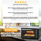 Stillstern Minibackofen mit Umluft (35L) NEU: CYCLONE PRO+ (Antihaftbeschichtung), DE Version, Airfryer-Einsatz, Rezeptheft, Drehspieß, 1600W Toaster Grill Pizzaofen Mini Backofen Ideal für Camping