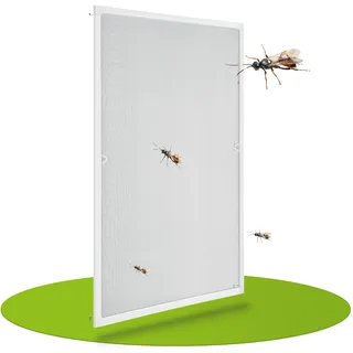Fliegengitter mit Alu-Rahmen 110 x 130 cm für Fenster zum Einhängen UV-beständig in Weiß