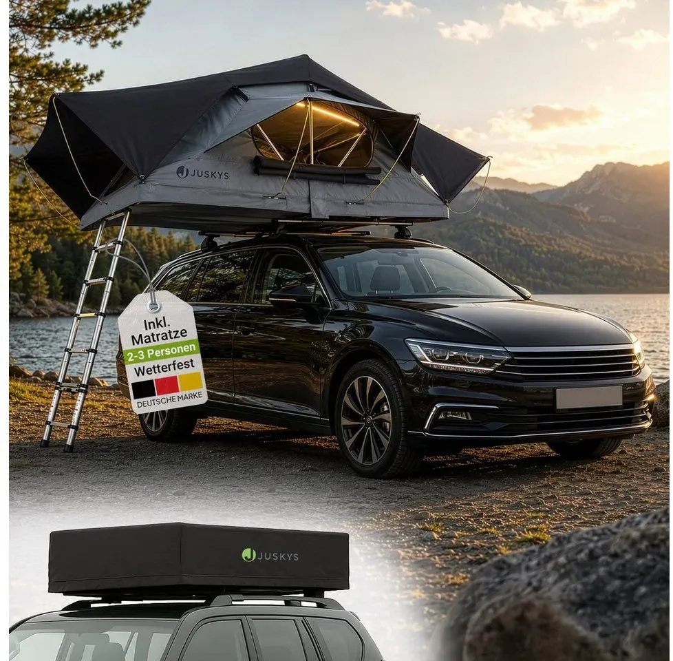 Juskys Autodachzelt Lago 140 x 240 cm Schwarz / Grau