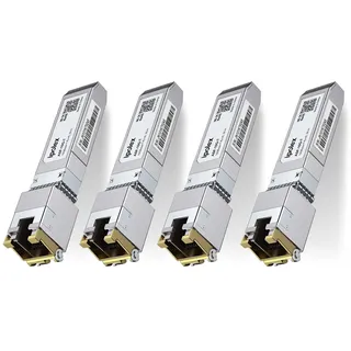 ipolex 1.25/2.5/5/10G SFP+ RJ45 Kupfer-Transceiver, 10GBase-T Mini GBIC-Modul Kompatibel mit Cisco SFP-10G-T-S, Ubiquiti UniFi UF-RJ45-10G, Mikrotik S + RJ10, Netgear usw. bis zu 30 Meter. 4-Pack.