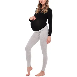 Be Mammy Umstandsleggings Lange Umstandsleggings aus Viskose BE20-253 (1-tlg) elastischer Bund grau L
