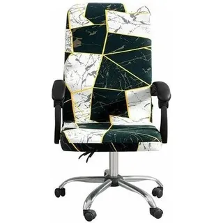 Abnehmbarer, elastischer Bürostuhlbezug, schlichter Schonbezug mit geometrischem Muster für Bürosessel, Stretch-Computerstuhlschutz (M)