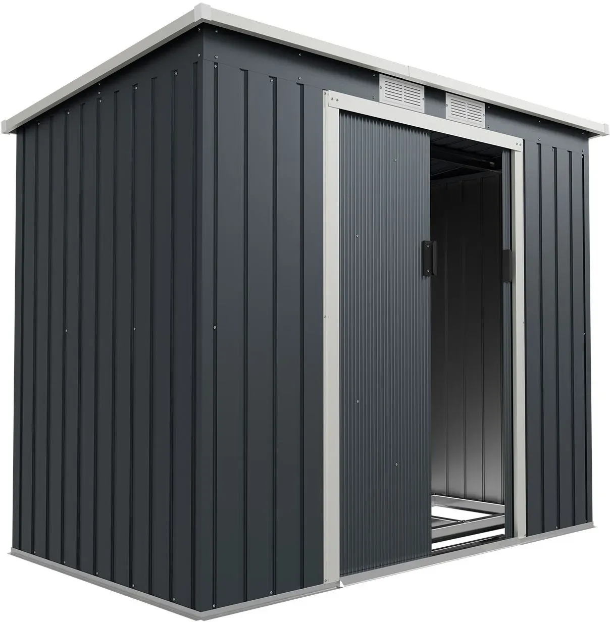 Juskys Metall Ger&auml;tehaus M 4m&sup3; mit Pultdach, Schiebet&uuml;r & Fundament