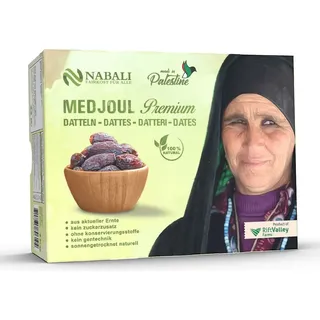 NABALI FAIRKOST Medjool Medjoul Datteln NEUE ERNTE aus Palästina - vegan & frisch & orientalisch I ohne Konservierungsstoffe I 1 kg (1er Pack)