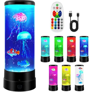BYZESTY Quallen Lampe, Quallen Lavalampe, Lavalampen, Lavalampe Qualle, Jellyfish Lamp, Led Quallen Lampe 17 Farben, Quallen Aquarium Lampe Für Stimmungslicht, Nachtlicht, Zuhause Deko