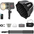 Multiblitz Set Fotolicht LED 100W Lampenstativ Lichtstativ Octagon Softbox Ø40cm, Dauerlicht, Schwarz, Silber