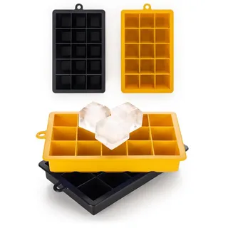 Blumtal Eiswürfelformen Silikon - Eiswürfelform - Silikon Eiswürfelform für Eiswürfel 3,3 cm - 2 x Eiswürfelbehälter groß - BPA freie Eiswürfelform 2x - Black Blue und Spicy Mustard