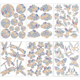 63Pcs Suncatcher Sticker Prisma Fensteraufkleber Regenbogen Folie Fenster Fensterfolie Regenbogeneffekt Sonnenfänger Sticker Regenbogen Fensterfolie Vogelschutz für Fensteraufprallschutz