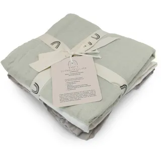 Baby's Schmusetücher 3er-Set Musselintücher | Mulltücher für Babys 70x70 cm | 100 % Baumwolle Oeko-TEX Zertifiziert | Weich & saugstark | Waschbar bei 60 °C | Farbe: Salbei,Weiß,Taupe