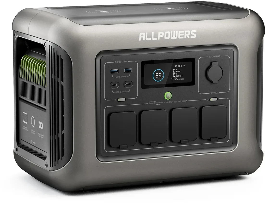 ALLPOWERS R1500 LITE Tragbares Kraftwerk 1056 Wh LiFePO4-Solargenerator mit USV 4 x 1600 W AC-Steckdosen 650 W MPPT für Wohnmobil-Camping