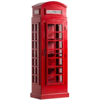 Woodkings Vitrine Telefonzelle Rot Glasschrank I London Schrank I Glasschrank I Barschrank I Bücheregal I Unikat