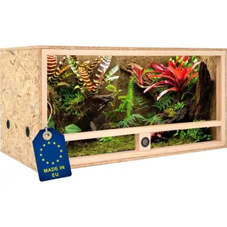 Ita Holz Terrarium 100х50х50 cm mit Seitenbelüftung & Integriertem Hygrometer - Holzterrarium aus OSB-3 Platten - Terrarien für Reptilien, Schlangen, Amphibien - EU Produkt, FSC Zertifiziert
