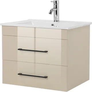WELLTIME Waschtisch »Florenz Badschrank Badmöbel inkl. Waschbecken«, beige