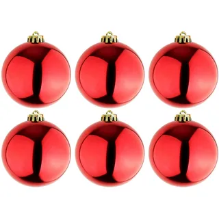 Mojawo 6 Stück XL Weihnachtsbaumkugeln Christbaumkugeln Rot Ø 15cm