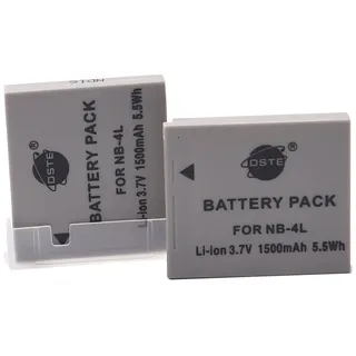 (2-Pack) NB-4L DSTE Ersatz Batterie Akku Kompatibel für Canon PowerShot SD1100 is SD1400 TX1 ELPH 100 HS 330 VIXIA Mini IXUS 90 i5 i7 izoom S5 WA60 TX1 DS4 110 100 is Kamera