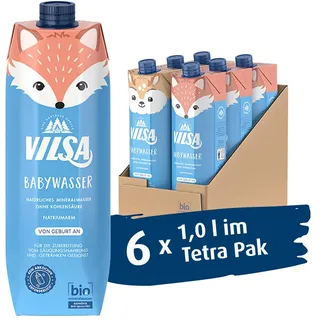 VILSA Babywasser Naturelle Bio, 6 x 1,00 l Tetra Pak