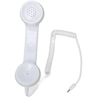 3,5-mm-Retro-Telefonhörer, Telefonempfänger für Mikrofonlautsprecher, Handheld-Multifunktionsstrahlung Retro für Smartphone und Computer (Weiss)