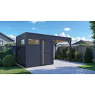 Gartenhaus BERTILO "Cubus 2 Lounge anthrazit", grau (anthrazit), Fußboden im Gartenhaus, ohne Rück- und Seitenwand, ohne Dacheindeckung, Holzwerkstoff, Gartenhäuser