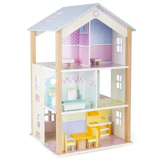 Small Foot Company Small Foot 11192 Drehbares Puppenhaus Palast aus Holz, mit 3 Etagen, inkl. Möbel Spielzeug, Mehrfarbig, 37 x 40 x 67 cm