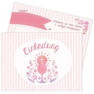 PAPIERDRACHEN Kommunionskarte 12 Einladungskarten zur Kommunion - Einladung zur Heiligen Kommunion, für Mädchen und Jungen -hochwertig gedruckt in DIN A6