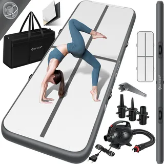 Kesser KESSER® Turnmatte Aufblasbar Airtrack Fitness-Matte Gymnastikmatte inkl. Tragetasche & elektr. Luftpumpe Yogamatte, Tumbling Matten, Trainingsmatte, Turn- Fitness