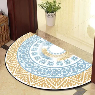 Guest Ruyunlai Halbrunde Bodenmatte Anti Rutsch Fussmatte fußmatte türmatte draußen Vintage Teppich fussmatte aussen Doormat fußmatten gelber Rand 40x60cm