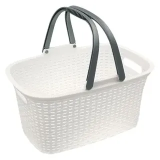 HRB Einkaufskorb 37105999, Rattan-Optik, weiß, aus Polypropylen, bis 11 kg, 18 Liter