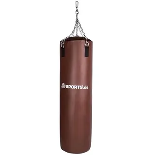 ScSPORTS ScSPORTS® Boxsack - Hängend, Gefüllt, für Erwachsene, 15/30 kg, 60/120 cm, mit Kettenaufhängung, Karabinerhaken, Schwarz/Braun - Punchingsack, Punching Bag für Kickboxen, MMA, Muay Thai (30 kg)