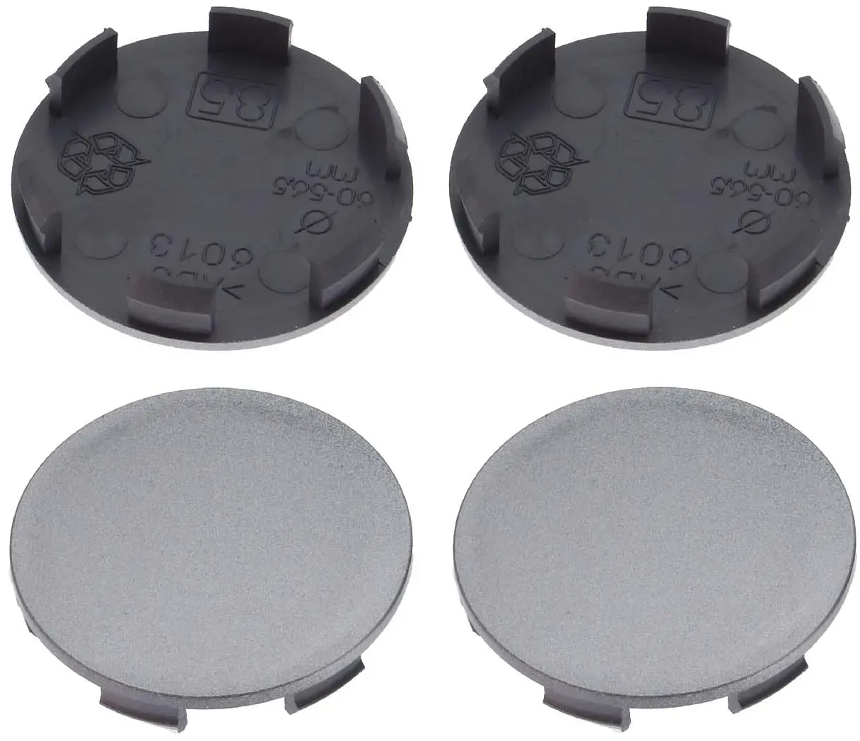 4 Nabenkappen Ø 60,0 mm - 56,5 mm / rund flach / Klebefläche
