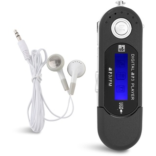 USB MP3 Digital Musik Player, USB Stick MP3 Player, Musik Player Unterstützt AAA Batterie, USB Player mit LCD Bildschirm, UKW Radio Stimme, Speicherkartenunterstützung, für (Schwarz)