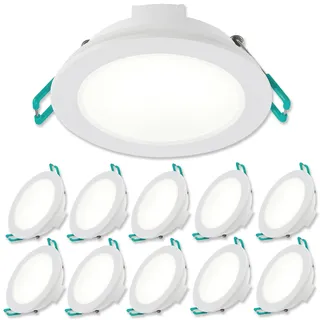 SYLVANIA LED Einbaustrahler 230V | 10er Pack | Neutralweiß | LED Spots Ø 68 mm | 100° Abstrahlwinkel | Deckenspots für Wohnzimmer, Badezimmer, Küche